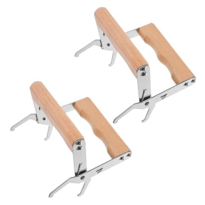 Tofficu 2pcs Beehive Frame Holder and Lifter Clamp with Steel Gripper and Wooden Handle for Beekeeping Equipment and Hive Inspection Tools
