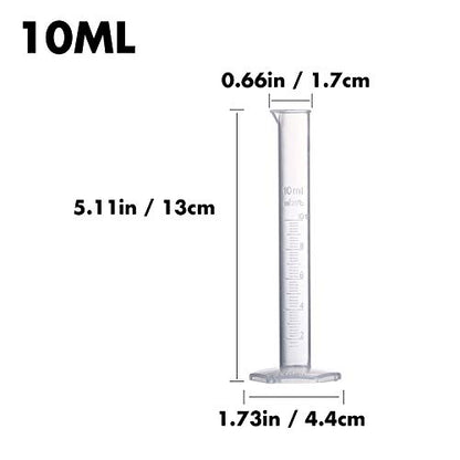 Measuring Cylinder Set, 4 Sizes Graduated Polypropylene Lab Test Tubes in 100 ml, 50 ml, 25 ml, 10 ml for Laboratory, & Science Experiments with 4 Plastic Droppers in 3 ml