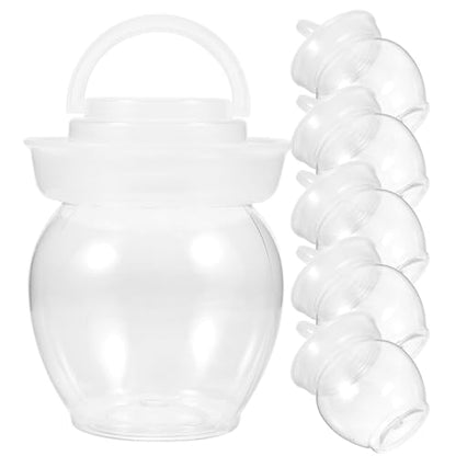 Garneck 6pcs Transparent Pickle Storage Jars with Handles Sealing Fermenting Crocks for Vegetables Household Venting Jar for Kimchi Sauerkraut and Pickling