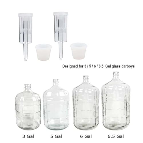 Brewing Equipment Plastic 3-Piece Airlock and Silicone Carboy Bung for Wine Making and Beer Making (Pack of 2) Brewing Equipment
