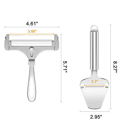 2 Pcs Stainless Steel Cheese Slicer with Wire & Cheese Cutter Plane | Cheese Slicer Set for Soft, Semi-hard, Hard Cheeses Kitchen Tool