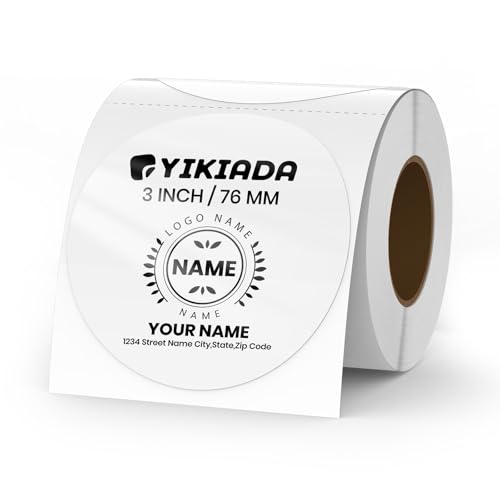 White Circle Thermal Labels Vinyl 3 Inch Self-Adhesive Round Stickers Roll Waterproof Printer Decals Name Tag for QR Code DIY Office Address 500 PCS - color: White