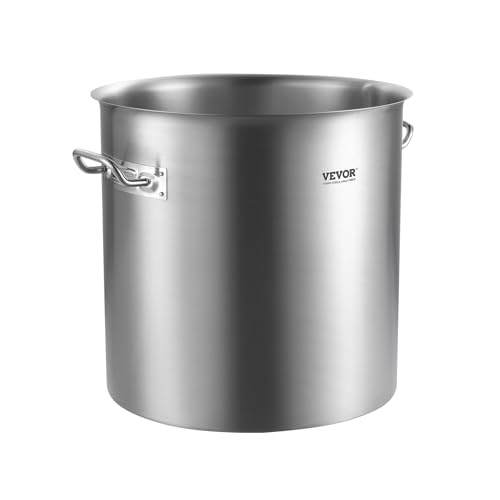 VEVOR Stainless Steel Stockpot, 53 Quart Large Cooking Pots, Cookware Sauce Pot with Lid, and Handle, Heavy Duty Commercial Grade Stock Pot, Sanding Treatment, for Large Groups Events Silver - size: 53 Quarts