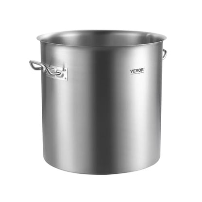 VEVOR Stainless Steel Stockpot, 53 Quart Large Cooking Pots, Cookware Sauce Pot with Lid, and Handle, Heavy Duty Commercial Grade Stock Pot, Sanding Treatment, for Large Groups Events Silver - size: 53 Quarts