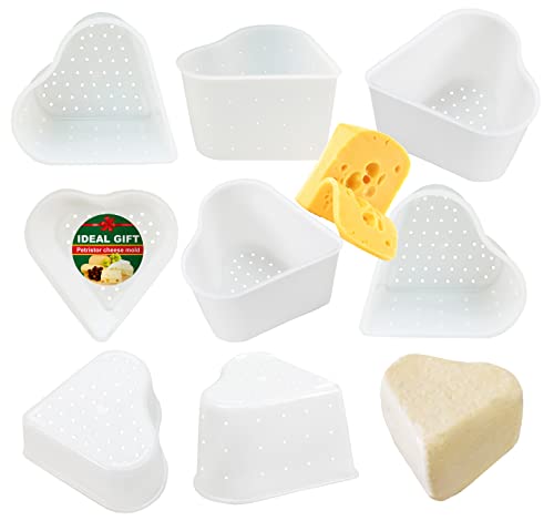 PetriStor 8 pcs Small Cheese Mold Heart 1/3QT - Feta Soft Cheese Mold for Cheese Making - Homemade Cheese Making Supplies - Cream Cheese Form Mold - Molde Para Queso Fresco Casero