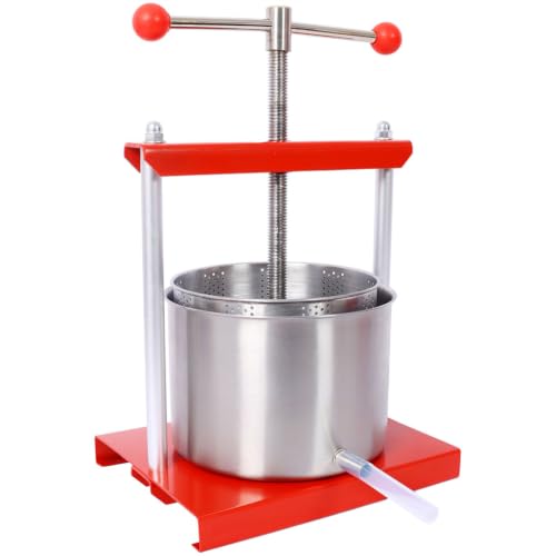 Fruit Wine Press Manual Juice Press, Stainless Steel Basket with Heavy Duty Steel Frame T-Handle, Cider Grape Apple Cheese Honey Tincture Press for Homemade Wine Juice Oil and Vegetable Extraction
