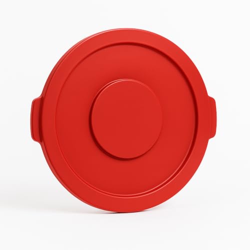 Plastic Round Lid For Trash Can/Ingredient Bin Trash Can Lid Trash Can Lid Hat Outdoor Trash Can Lids (Red, 32 Gallon) - color: Red, size: 32 Gallon