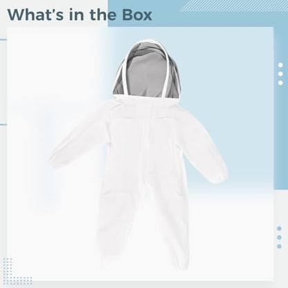 Young Beekeeper Suit with Gloves, Full Body Protective Beekeeping Outfit, Breathable, White, 15.7 x 11.8 x 0.8 in