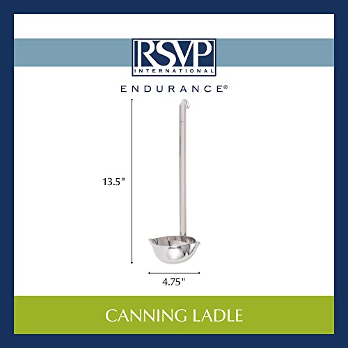 RSVP International Endurance Canning Collection Non-Reactive 18/8 Stainless Steel, Dishwasher Safe, Ladle, 13-1/2" - size: Ladle, 13-1/2"