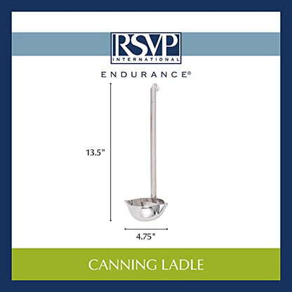 RSVP International Endurance Canning Collection Non-Reactive 18/8 Stainless Steel, Dishwasher Safe, Ladle, 13-1/2" - size: Ladle, 13-1/2"