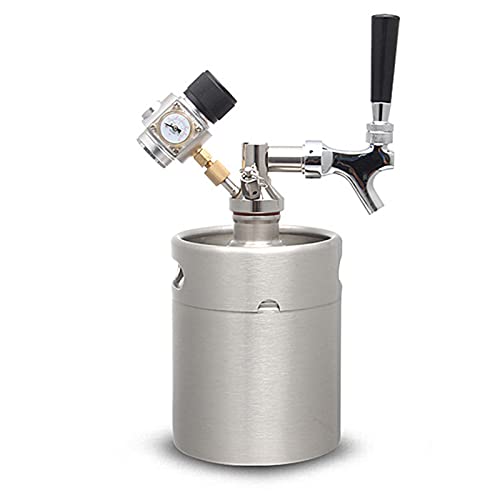 Portable Draft Keg System Stainless Steel Keg Mini Keg Draft System Stainless Steel Portable Mini Keg Dispenser Pressure Regulator Craft Beer Draft Home Brew,2L 67 OZ