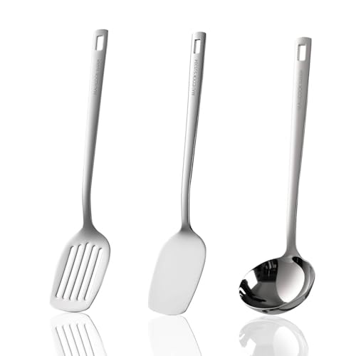 Wok Spatula Set, 18/8 Stainless Steel Kitchen Cooking Utensils Spoon set, 3 Pieces Spatula Set for Kitchen Cooking - size: 18/8 Stainless Spatula Spoon Set of 3