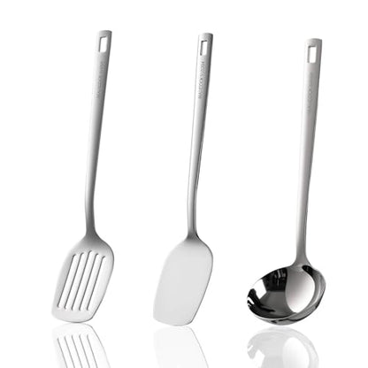 Wok Spatula Set, 18/8 Stainless Steel Kitchen Cooking Utensils Spoon set, 3 Pieces Spatula Set for Kitchen Cooking - size: 18/8 Stainless Spatula Spoon Set of 3