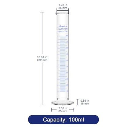 Labasics 4-Pack Borosilicate Glass 100 ml Heavy Wall Graduated Cylinder Measuring Cylinder - size: 100 ml