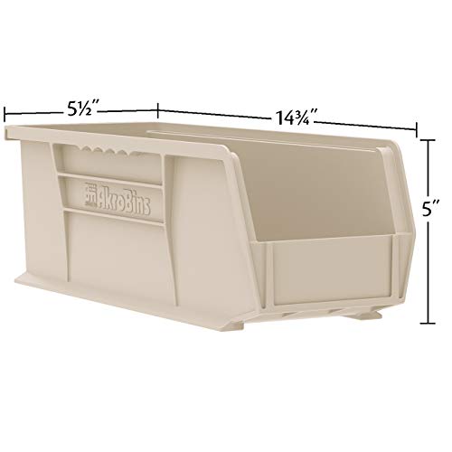 Akro-Mils 30234 AkroBins Plastic Storage Bins, Space-Saving Stackable Bins for Garage, Pantry, Craft Organization, 15" x 5" x 5", Clear, 12-Pack - color: Clear