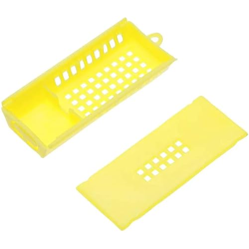Queen Bee Cage 50Pcs Bee Tools Beekeeping Transport Cages Queen Hive Yellow Isolated Cage for Beekeeping Supplies