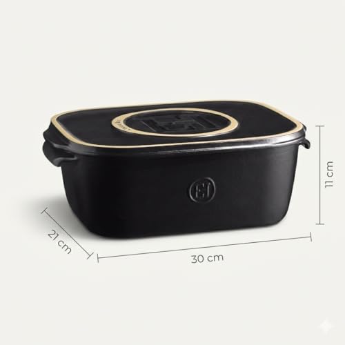 Emile Henry, Black Cheese Storage Box/Serving Platter, 12 x 8 x 4.4in - color: Black