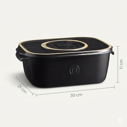 Emile Henry, Black Cheese Storage Box/Serving Platter, 12 x 8 x 4.4in - color: Black