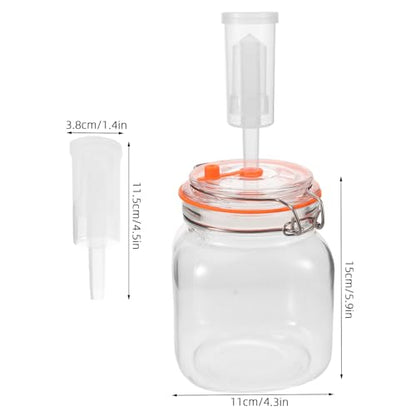 Fermentation Jars with Airlocks & Weight - 1L/32oz Mason Jar Fermentation Kit with Lid - Sourdough Starter Crock for Veggies, Sauerkraut