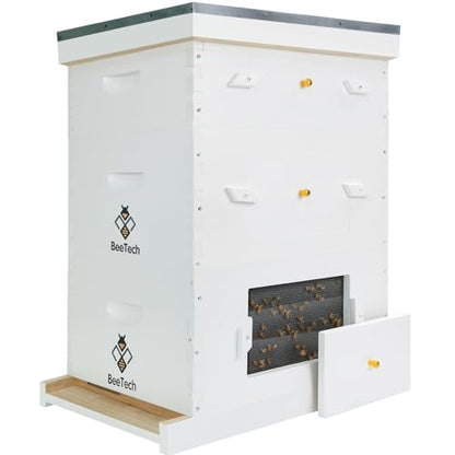 BeeTech Newest Windows 8 Frame Bee Hive Kit Hand Painted Includes Unassembled Bee Hive Box with Beehive Frames and Foundations (2 Deep & 1 Medium) - size: 2 Deep + 1 Super