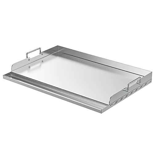 Skyflame Universal Stainless Steel Griddle Plate with Even Heating Bracing for BBQ Charcoal/Gas Grills, 23" x 16" Rectangular Hibachi Flat Top Griddle for Indoor/Outdoor Cooking - size: 23" x 16" x 2.2"