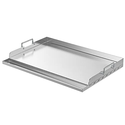 Skyflame Universal Stainless Steel Griddle Plate with Even Heating Bracing for BBQ Charcoal/Gas Grills, 23" x 16" Rectangular Hibachi Flat Top Griddle for Indoor/Outdoor Cooking - size: 23" x 16" x 2.2"