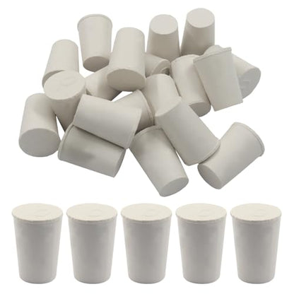 Solid Rubber Stoppers, Size 0#, 20 Pack | Tapered Plugs, White Natural Rubber Bungs, For Test Tubes, Flasks & Lab Equipment - size: 0#