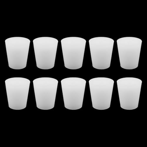 Silicone Stoppers Bungs, Standard 4#, with 6mm Aperture, 10Pcs | Flexible Silicone, Tight Seal, Precision Taper for Easy Fit, Single-Hole, For Flask, Plug Holes, Lab - size: 4#