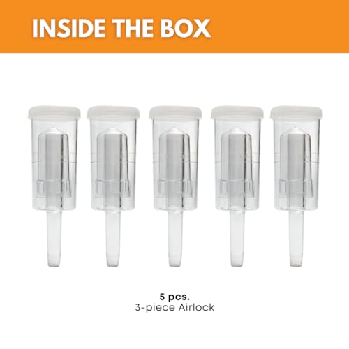 Fastrack Airlocks for Fermenting | S-Shaped Airlock for Wine and Beer Making | BPA-Free Set for Brewing Wine, Beer, Pickles & More | Transparent Set of 3 - size: Airlock (Pack of 3)