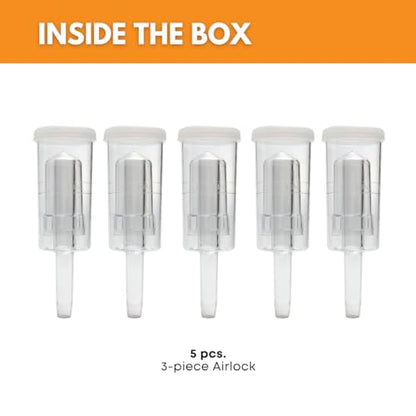 Fastrack Airlocks for Fermenting | S-Shaped Airlock for Wine and Beer Making | BPA-Free Set for Brewing Wine, Beer, Pickles & More | Transparent Set of 3 - size: Airlock (Pack of 3)