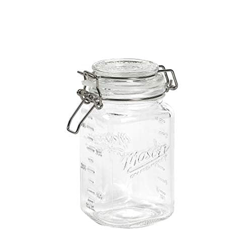 Mason Craft & More Airtight Kitchen Food Storage Clear Glass Clamp Jars, 50 Ounce (1.5 Liter) Medium Clamp Jar - size: 50 ounce (1.5 liter) Medium Jar - Pack of 1