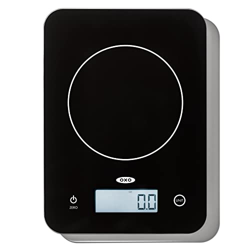 OXO Good Grips 11lb/5kg Everyday Glass Food Scale, Gram Scale for Meal Prep