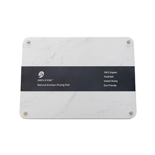 LARGE White Stone Dish Drying Mat for Kitchen Counter - Premium Diatomaceous Earth Mat | Quick Drying, Super Absorbent | (19" x 15") Non-Toxic, BPA-Free, Eco-Friendly | Female Founded USA Brand - color: White, size: 18" x 14"