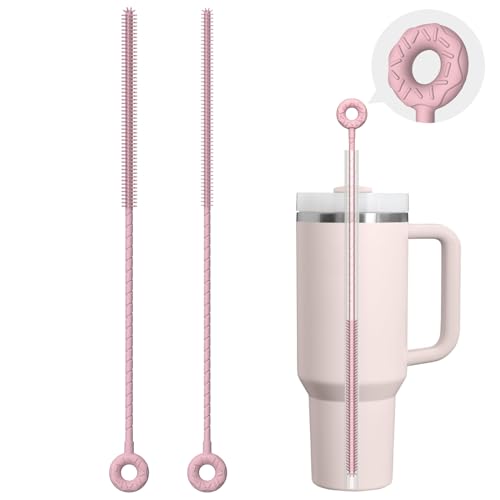 Silicone Straw Cleaner Brush, 2 Pcs Reusable Cleaning Brushes for Straws, 6mm&9mm, Pink - color: Pink