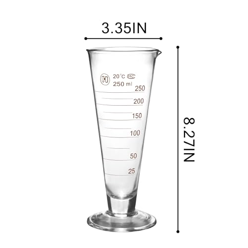 Professional Lab Graduated Measuring Cup with Spout 250ml Wide Mouth Glass Conical Beaker Thickened Borosilicate Beaker Heat Resistant (250ml) Transparent - size: 250ml