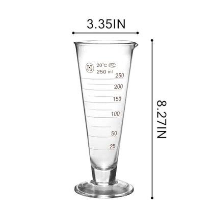 Professional Lab Graduated Measuring Cup with Spout 250ml Wide Mouth Glass Conical Beaker Thickened Borosilicate Beaker Heat Resistant (250ml) Transparent - size: 250ml