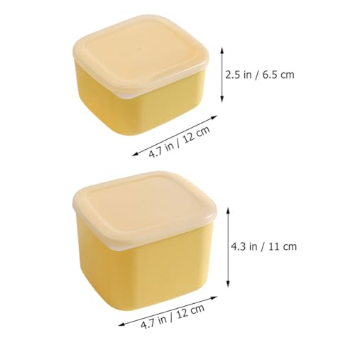 STOBAZA Cheese Storage Boxes for Fridge 4pcs Set (2 Large + 2 Small) Plastic Covered Cheese Keeper and Garlic Ginger Holder Kitchen Food Organizer