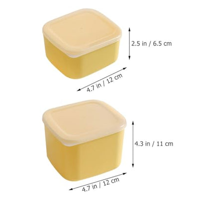 STOBAZA Cheese Storage Boxes for Fridge 4pcs Set (2 Large + 2 Small) Plastic Covered Cheese Keeper and Garlic Ginger Holder Kitchen Food Organizer