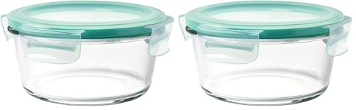 OXO Glass Food Storage Container, 4 Cup, Round | Smart Seal | Leakproof | Airtight | Pack of 2 - size: 4 Cup (Pack of 2)