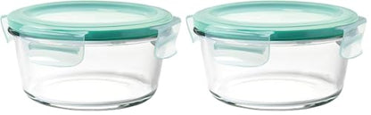 OXO Glass Food Storage Container, 4 Cup, Round | Smart Seal | Leakproof | Airtight | Pack of 2 - size: 4 Cup (Pack of 2)