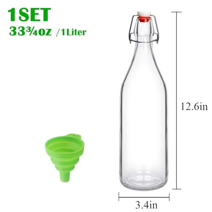 33.75 oz Swing Top Glass Bottle, Flip Top Glass Bottle with Airtight Lid for Fermentation, Kombucha, Vanilla Extract, Mead, Limoncello, Coquito, Vinegar, Mead, Beer, Kefir, Soda, Juice, Oil