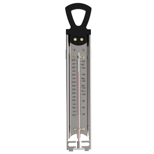 Candy Thermometer with Pot Clip, Instant Read Deep Fry Oil Thermometer, Kitchen Food Cooking Thermometer for Candy, Jam, Syrup, Jelly, and Deep Fry, Stainless Steel Candy Thermometer for Candy Making