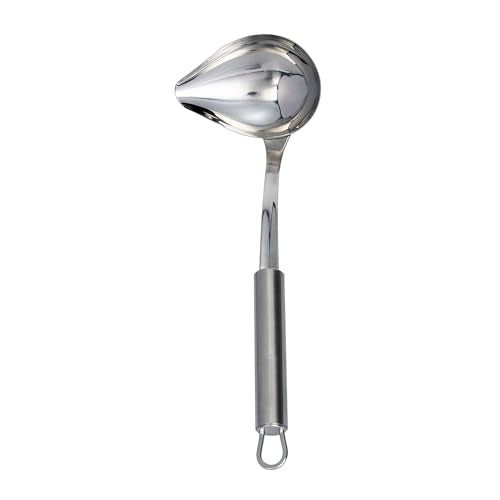 Restaurantware Stainless Steel Soup Ladle with Pour Spout - German Standard Gravy Ladle, Dishwasher Safe, Heat Resistant - Easy Pour Spout Ladle for Serving Soup, Sauce, Gravy - style: Pour Spout Ladle