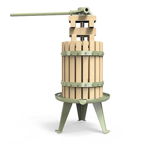 1.6 Gallon Green Fruit and Wine Press, Manual Cider Juice Maker with Solid Beech Wood Basket & Heavy-Duty Stand for Apples, Grapes, Berries - color: Green, size: 1.6 Gallon