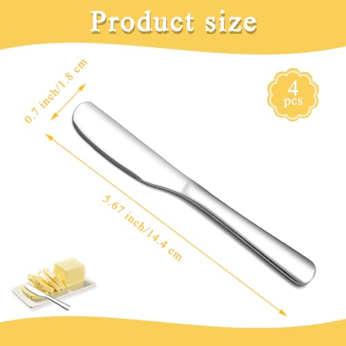 Homquen Stainless Steel Butter Knife, Butter Spreader, Butter Knives, Butter Spreader Knife for Kitchen Restaurant Party, Kitchen Gadgets, Set of 4 - color: 1. Silver