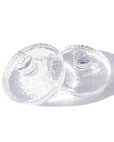 Glass Fermentation Weight for Large Wide Mouth Gallon Mason Pickling Canning Jars Over 3.5 Inches, Fermenting Weigh Easy Grip Handle Convex Wavy Grain Dot for Brewing Fermented Foods, Pack of 2