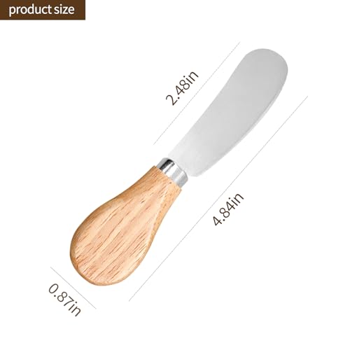 Siutaga 4 Pcs Cheese Spreader Knives Butter Knife with Wooden Handle Stainless Steel Cheese Butter Knife for Cheese Cold Butter Jam Pastry and Other Kitchen Accessories 4.84 Inch