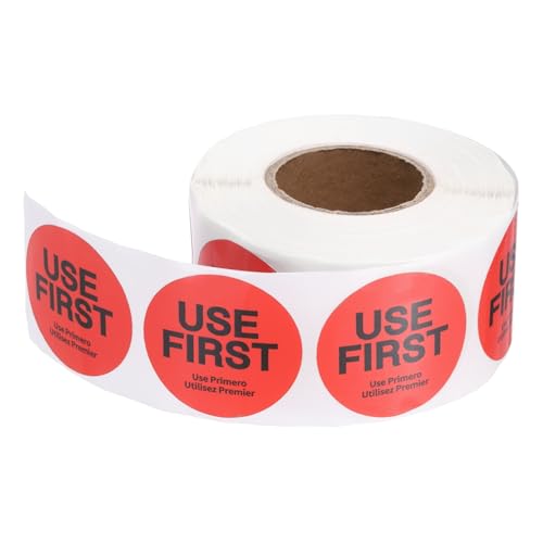 PATIKIL 500 Pcs USE First Stickers, 2 inch Round Use First Stickers Food Service Circle Inventory Control Adhesive Labels for Food Service Kitchen Restaurants Retail Storage Date, Red - color: Red, size: 2 Inch