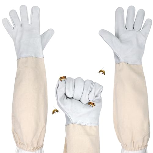 Bee Gloves Protective Leather Beekeeping Supplies Scratch-Resistant Long Sleeve Garden Gloves for Beekeepers Camping Car Mechanic, Bee Keeping