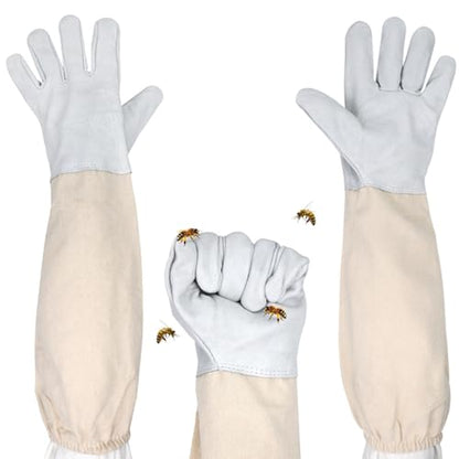 Bee Gloves Protective Leather Beekeeping Supplies Scratch-Resistant Long Sleeve Garden Gloves for Beekeepers Camping Car Mechanic, Bee Keeping